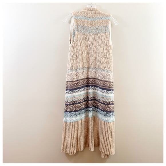 Anthropologie Sleeping On Snow Qullins Jacquard Sweater Duster Sleeveless Tan - Picture 14 of 14